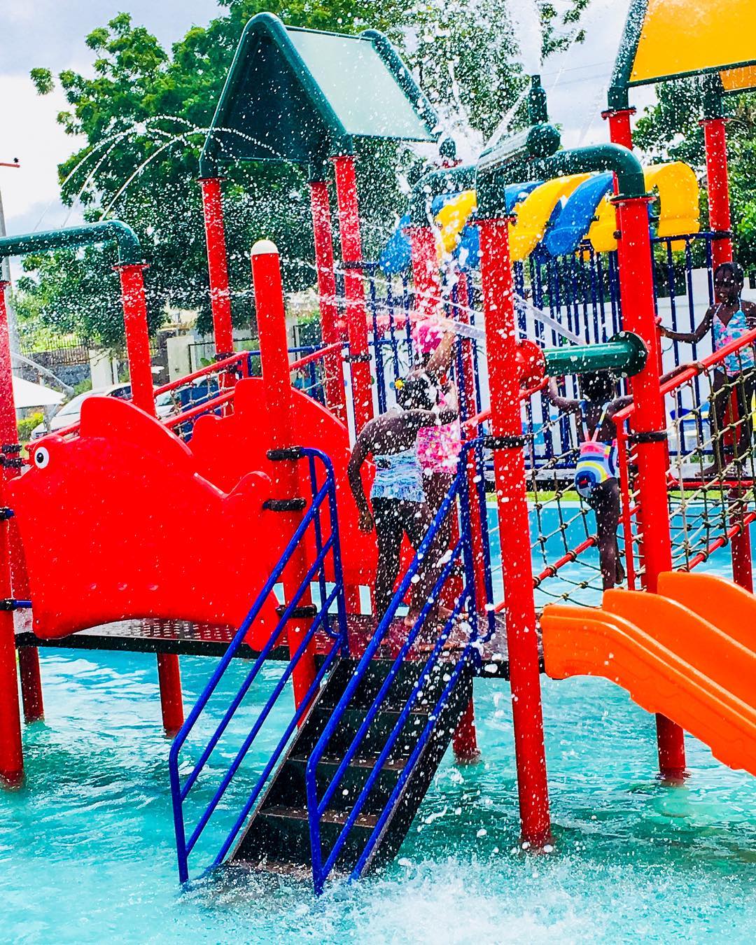 A fountain pouring out water at Splash Waterpark in Abuja.