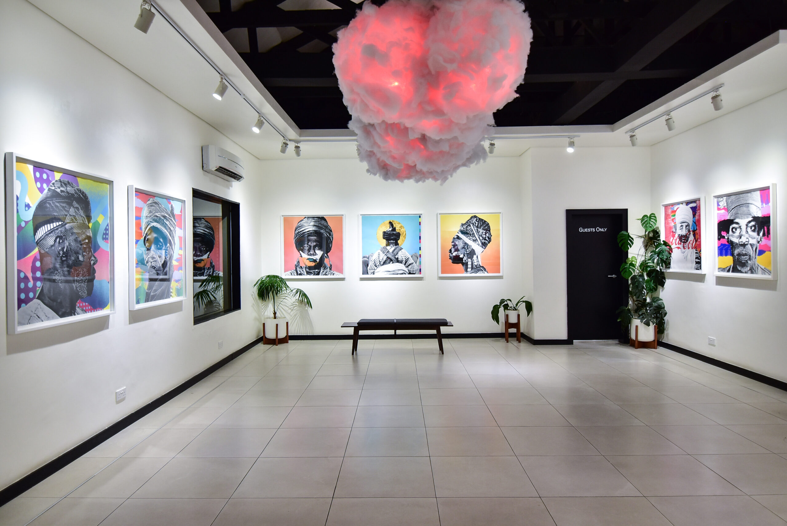 Exhibitions displayed on walls in Retro africa, Abuja.