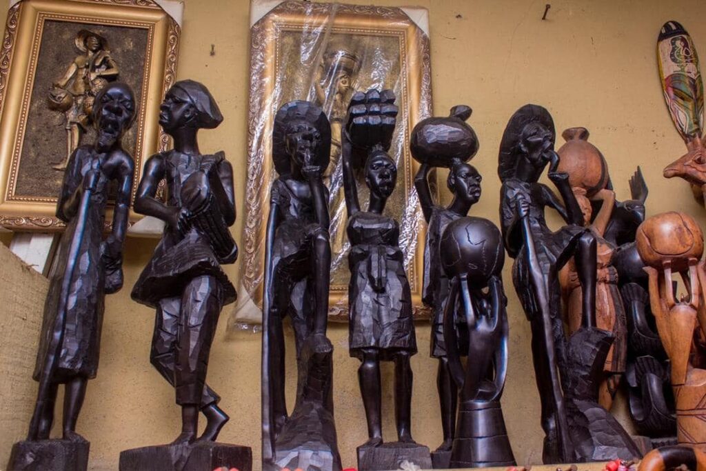 Collections of dexterous carvings at the Raffia City in Ikot Ekpene, Akwa Ibom State.